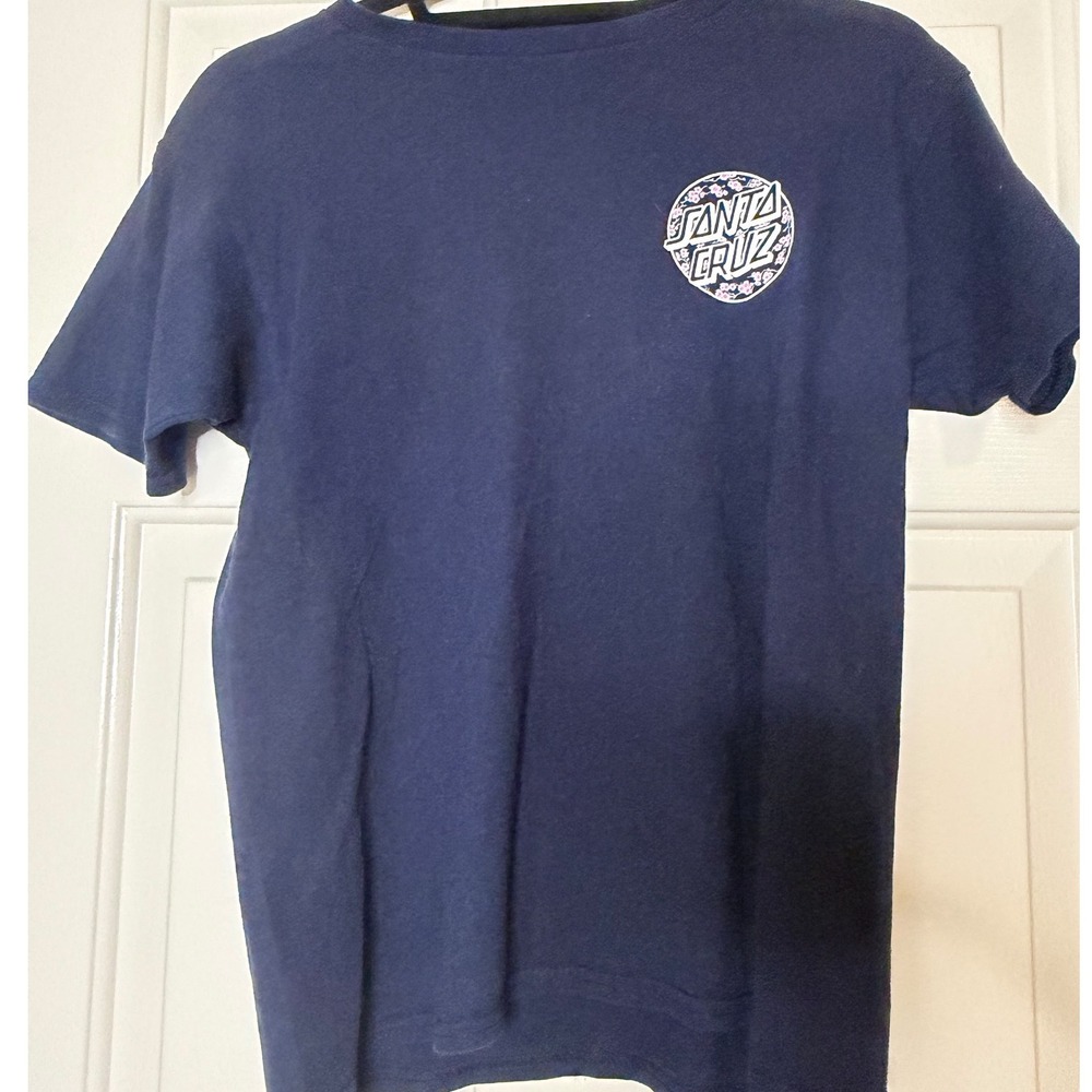 Santa Cruz Kids Navy Blue Cherry Blossom Floral Dot Logo T-Shirt